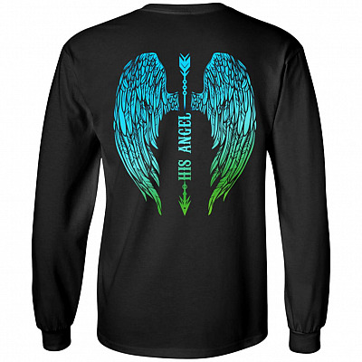 His Angel Print On Back Hoodie - Sweatshirt - Long Sleeve Shirt - Matching Shirt For Couples