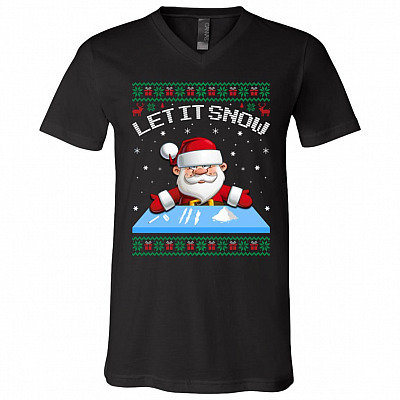 Let It Snow Cocaine Santa Adult Humor Funny T-Shirt - V-Neck Tee