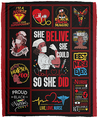She Believe She Could So She Did Nurse Superpower Fleece Blanket - Sherpa Blanket