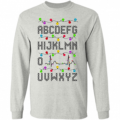 PQRST Heartbeats Nurse Light Christmas Hoodie - Sweatshirt - Long Sleeve Shirt