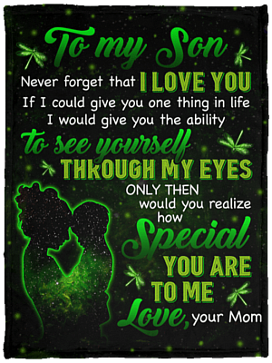 Dragonfly To My Son Never Forget That I Love You Love Your Mom Fleece Blanket - Sherpa Blanket - Woven Blanket