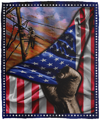 Lineman American Flag Fleece Blanket - Premium Sherpa Blanket