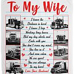 Trucker Husband To My Wife I Know The Distance Fleece Blanket - Premium Sherpa Blanket