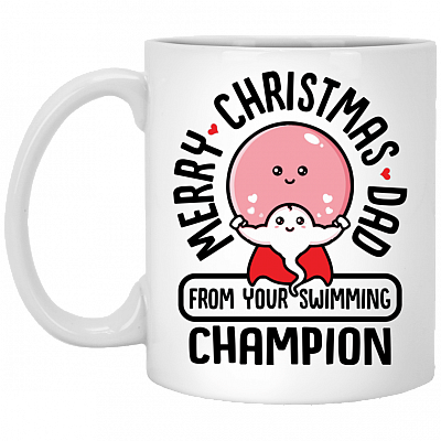 Merry Christmas Dad From Your Swimming Champion Coffee Mug-Travel Mug-Water Bottle