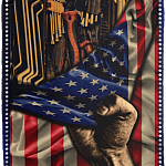 Mechanic American Flag Fleece Blanket - Premium Sherpa Blanket - Woven Blanket