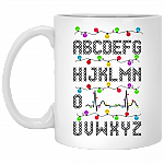 PQRST Heartbeats Nurse Light Christmas Ceramic Coffee Mug - Beer Stein - Water Bottle - Color Changing Mug