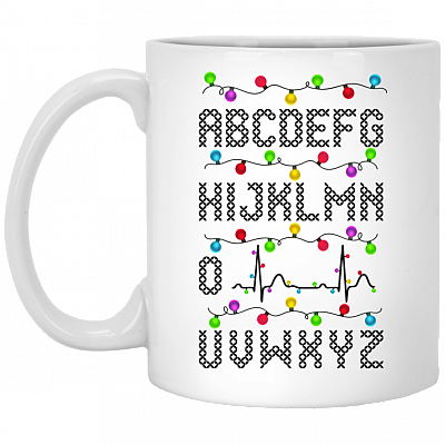 PQRST Heartbeats Nurse Light Christmas Ceramic Coffee Mug - Beer Stein - Water Bottle - Color Changing Mug