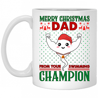 Merry Christmas Dad From Your Swimming Champion Sperm Gift Ceramic Coffee Mug - Beer Stein - Water Bottle