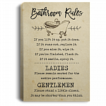Bathroom Rules If You Lift It Up Put It Down Funny Framed Canvas Prints - Unframed Poster - Bathroom Decor Wall Art