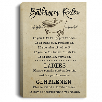 Bathroom Rules If You Lift It Up Put It Down Funny Framed Canvas Prints - Unframed Poster - Bathroom Decor Wall Art