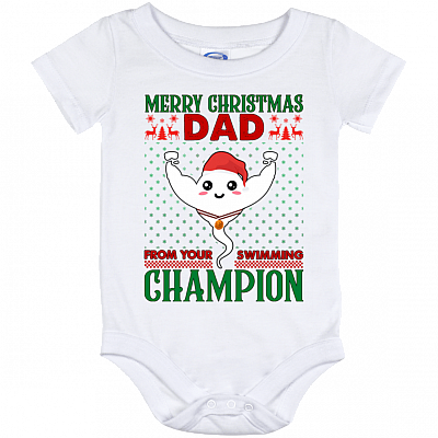 Merry Christmas Dad From Your Swimming Champion Sperm Gift Funny Baby Onesie - Baby Infant Bodysuit