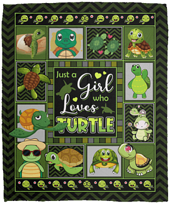 Just A Girl Who Loves Turtles Fleece Blanket - Premium Sherpa Blanket - Woven Blanket