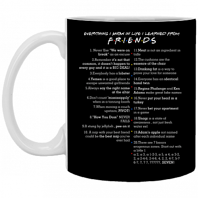 Everything I Know In Life I I Learned From Friends - Funny Friends Fan Mug