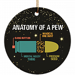 Anatomy Of a Pew Ornament Keepsake - Gun Lover Flat Circle Porcelain Ceramic Ornament