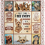 First Thing I See Every Morning Is A Yorkie Who Loves Me Fleece Blanket - Premium Sherpa Blanket