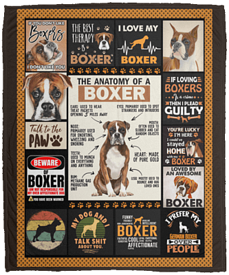 The Anatomy Of A Boxer Fleece Blanket - Sherpa Blanket - Woven Blanket