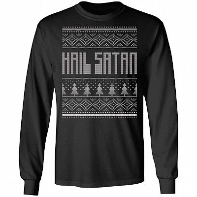CubeBik Hail Satan Ugly Christmas Hoodie - Sweatshirt - Long Sleeve T-Shirt