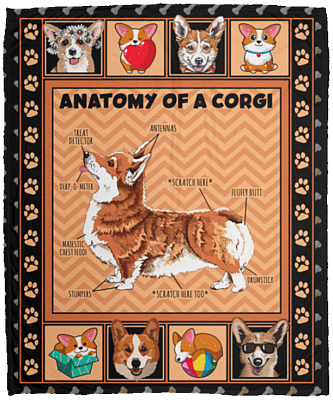 The Anatomy Of A Corgi Fleece Blanket - Sherpa Blanket - Woven Blanket