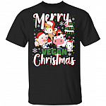 Merry Vegan Christmas T-Shirt - Cute Animals Christmas Gift Shirt