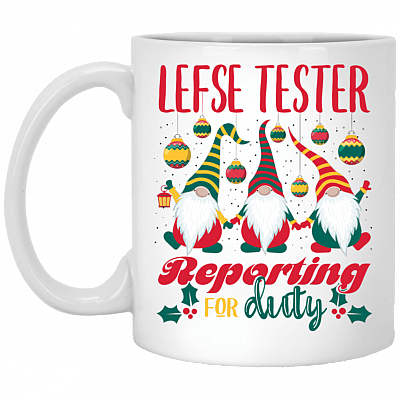 Lefse Tester Reporting For Duty Gnome Christmas Coffee Mug - Beer Stein - Water Bottle - Color Changing Mug