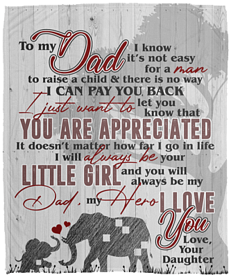 Elephant To Dad I Know It's Not Easy For A Man Daughter Fleece Blanket - Sherpa Blanket