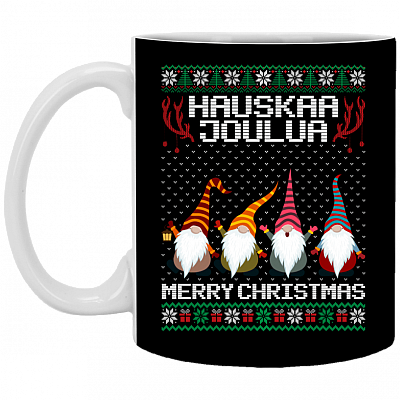 Hauskaa Joulua Merry Christmas Gnomies Ceramic Coffee Mug - Beer Stein - Water Bottle