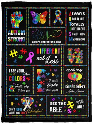 It's Ok To Be Different Autism Awareness Autism Strong Fleece Blanket - Sherpa Blanket - Woven Blanket