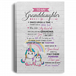 To My Granddaughter Once Upon A Time There Was a Little Girl Stole My Heart Framed Canvas - Unframed Poster