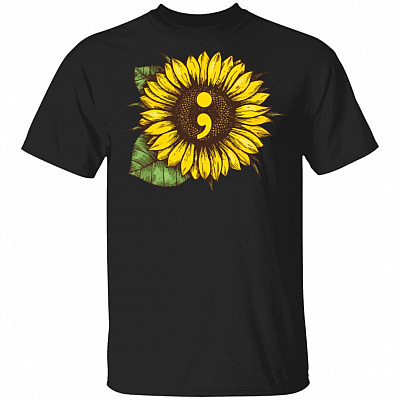 Semicolon Project Sunflower T-Shirt - Mental Health Awareness Fighter T-Shirt