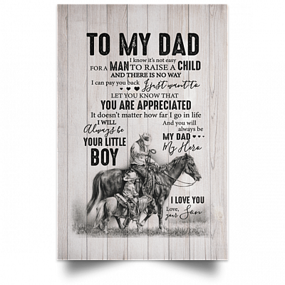 Alternative view of To My Dad Canvas Poster - It's Not Easy A Man To Raise A Son Horse Riding Boy Framed Canvas Unframed Poster