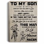 To My Son Canvas Poster - It's Not Easy A Man To Raise A Motocross Racer Boy Framed Canvas Unframed Poster