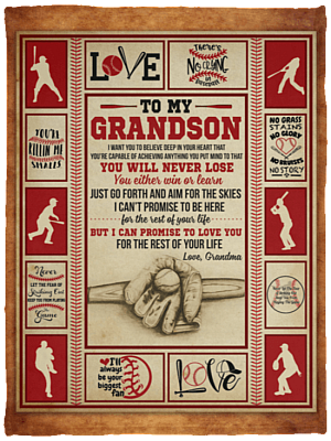 To My GrandSon You Will Never Lose Baseball Grandma Fleece Blanket - Sherpa Blanket - Woven Blanket