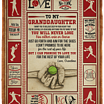 To My Granddaughter You Will Never Lose Baseball Grandma Fleece Blanket - Sherpa Blanket - Woven Blanket