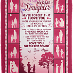 From Mom To Daughter Never Forget That I Love You This Old Woman Will Always Have Your Back Fleece Blanket
