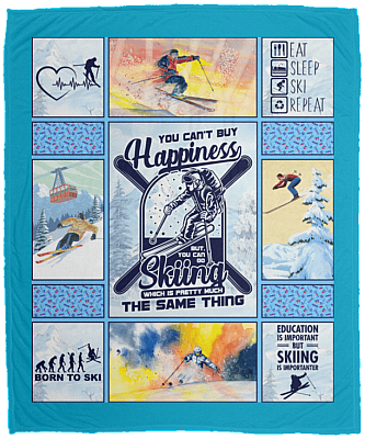 You Can't Buy Happiness but You Can Go Skiing Fleece Blanket - Sherpa Blanket