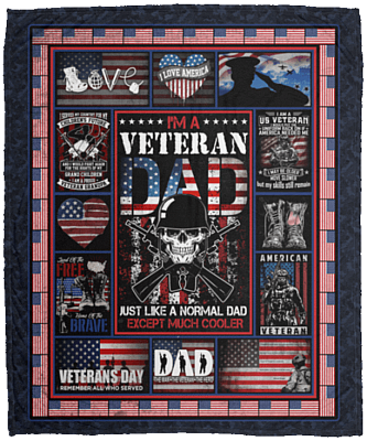 I'm A Veteran Dad Just Like A Normal Dad Except Much Cooler Fleece Blanket-Premium Sherpa Blanket-Woven Blanket