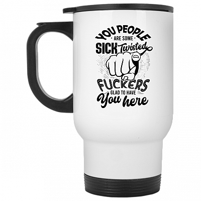 14 oz. White Travel Mug
