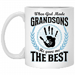 When God Made Grandsons He Gave Me The Best Coffee Mug - Beer Stein - Water Bottle - Color Changing Mug