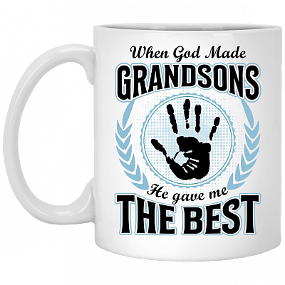 When God Made Grandsons He Gave Me The Best Coffee Mug - Beer Stein - Water Bottle - Color Changing Mug