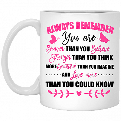 Always Remember That You Are Brave Than You Believe Stronger Than You Think Breast Cancer Coffee Mug