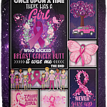 Once Upon A Time There Was A Girl Who Kicked Breast Cancer Butt Fleece Blanket - Sherpa Blanket