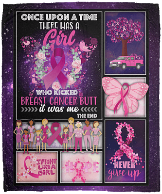 Once Upon A Time There Was A Girl Who Kicked Breast Cancer Butt Fleece Blanket - Sherpa Blanket