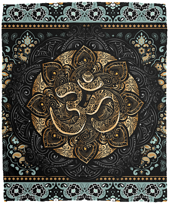 Namaste Mandala Yoga Hindi Symbol Fleece Blanket - Premium Sherpa Blanket - Woven Blanket