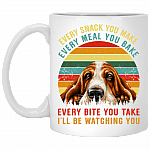 Vintage Every Snack You Make Every Meal You Bake I'll Be Watching You Funny Basset Hound Ceramic Mugs And Beer Stein