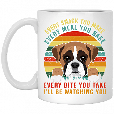 Vintage Every Snack You Make Every Meal You Bake I'll Be Watching You Funny Boxer Dog Ceramic Mugs And Beer Stein