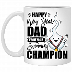Happy New Year Dad From Your Swimming Cham-pion Ceramic Coffee Mug-Beer Stein-Water Bottle-Color Changing Mug