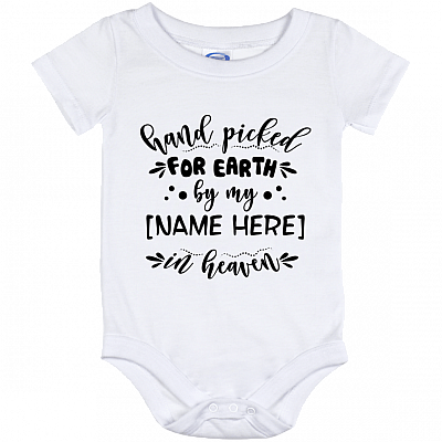 Personalized Hand Picked For Earth By My In Heaven Baby Onesie - Baby Infant Bodysuit