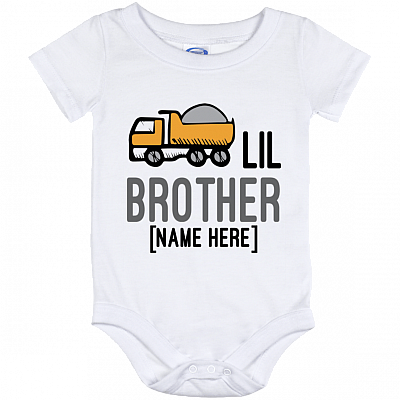 Personalized Lil Brother Baby Onesie - Cute Truck Baby Infant Bodysuit