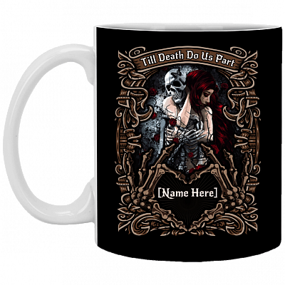 Till Death Do Us Part Couple Skull Personalized Ceramic Coffee Mug - Beer Stein - Water Bottle - Color Changing Mug