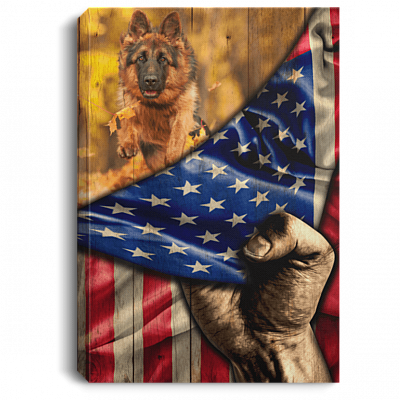 German Shepherd Dog Lover American Flag Wrapped Framed Canvas Prints - Unframed Poster - Home Decor Wall Art